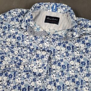 Robert Graham Modern Americana Men's 2XL Tailored Fit Blue Floral Button Shirt